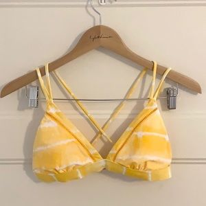 Yellow tie dye bikini top